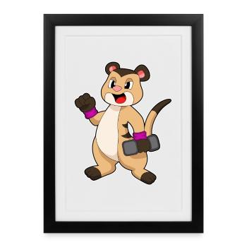 Meerkat Bodybuilder Dumbbell Bodybuilding - Framed poster (27 × 37 cm) - black - Front
