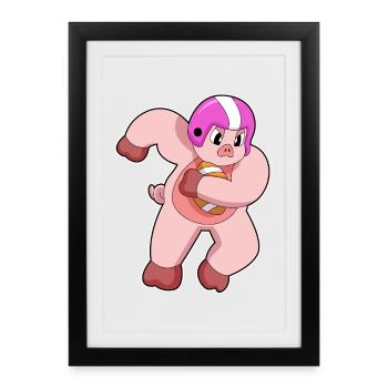 Sports de football américain Pig - Affiche encadrée (27 × 37 cm) - noir - Devant