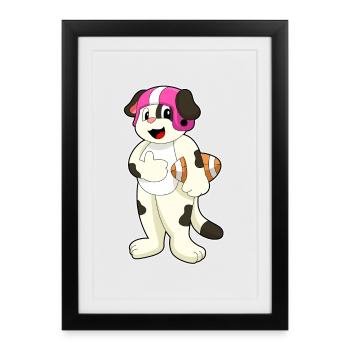 Sports de football américain pour chiens - Affiche encadrée (27 × 37 cm) - noir - Devant