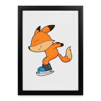Fuchs Eislaufen Schlittschuhe - Framed poster (27 × 37 cm) - black - Front