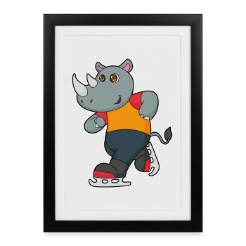 Nashorn Eislaufen Schlittschuhe - Framed poster (27 × 37 cm) - black - Front