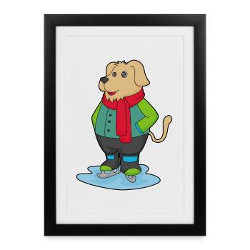 Hund Eislaufen Schlittschuhe - Framed poster (27 × 37 cm) - black - Front