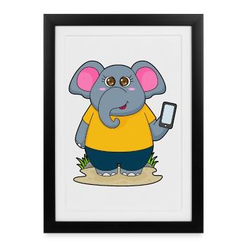 Elephant Smartphone - Framed poster (27 × 37 cm) - black - Front