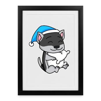 Hund Hunderasse Siberian Husky - Gerahmtes Poster (27 × 37 cm) - Schwarz - Vorne