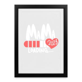 Maman 2023 Mère Grossesse Enceinte - Affiche encadrée (27 × 37 cm) - noir - Devant