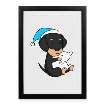 Chien Race de chien Teckel Teckel - Affiche encadrée (27 × 37 cm) - noir - Devant