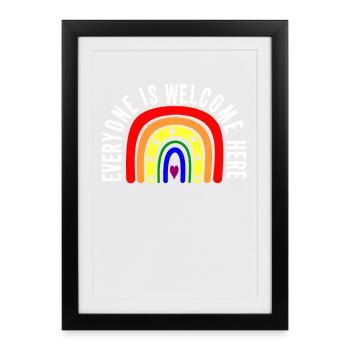 UNITY DAY Everyone is Welcome Here Boho Rainbow - Framed poster (27 × 37 cm) - black - Front