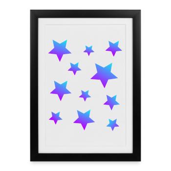 Star Star Pack Bleu-Violet - Affiche encadrée (27 × 37 cm) - noir - Devant