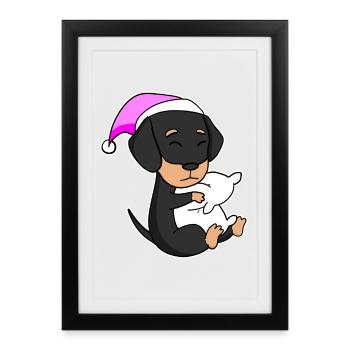 Dog Dog breed Dachshund - Framed poster (27 × 37 cm) - black - Front
