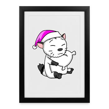 Chat race American Bobtail - Affiche encadrée (27 × 37 cm) - noir - Devant