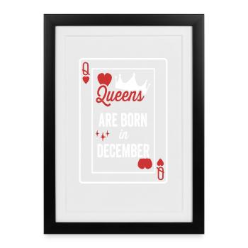 Les reines naissent en décembre date d’anniversaire filles wo - Affiche encadrée (27 × 37 cm) - noir - Devant