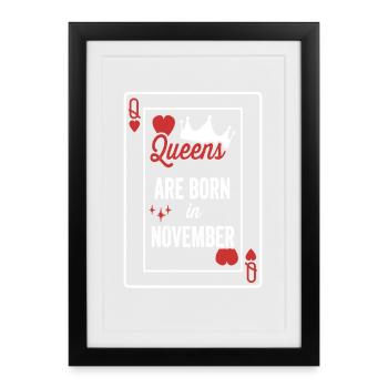 Les reines sont nées en novembre date d’anniversaire filles wo - Affiche encadrée (27 × 37 cm) - noir - Devant