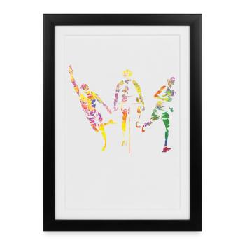 Watercolors Women Triathlon - Framed poster (27 × 37 cm) - black - Front
