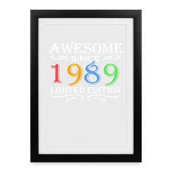 1989 - Né en 1989 - Affiche encadrée (27 × 37 cm) - noir - Devant