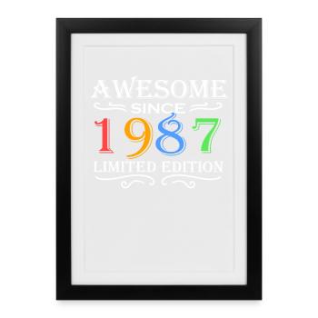 1987 - Né en 1987 - Affiche encadrée (27 × 37 cm) - noir - Devant
