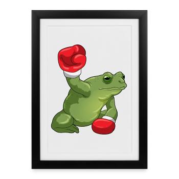 Boxer Grenouille Boxe Gants de Boxe Boxe - Affiche encadrée (27 × 37 cm) - noir - Devant