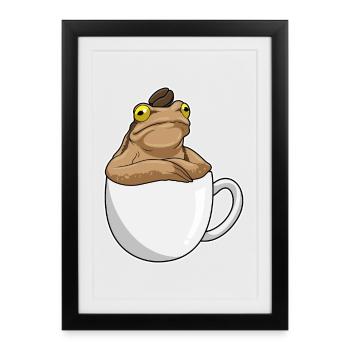 Grain de café frog coffee - Affiche encadrée (27 × 37 cm) - noir - Devant