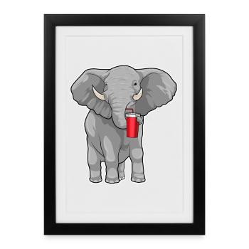 Elephant Mug to go - Framed poster (27 × 37 cm) - black - Front