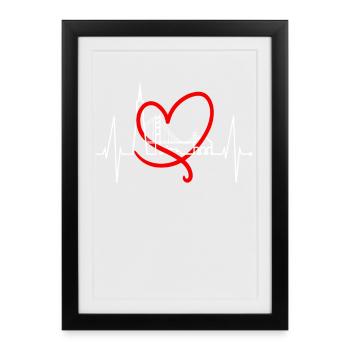 San Francisco Skyline Heartbeat California USA - Framed poster (27 × 37 cm) - black - Front