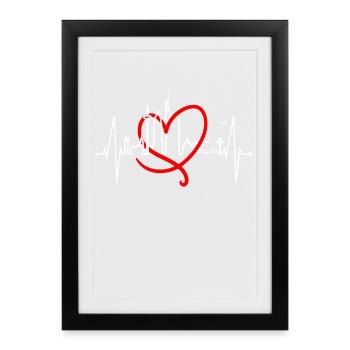 Francfort Skyline Heartbeat FFM Fan Amour Hesse - Affiche encadrée (27 × 37 cm) - noir - Devant