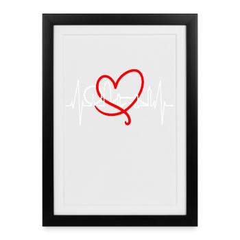 London Heartbeat Skyline England Heart Union Jack - Framed poster (27 × 37 cm) - black - Front