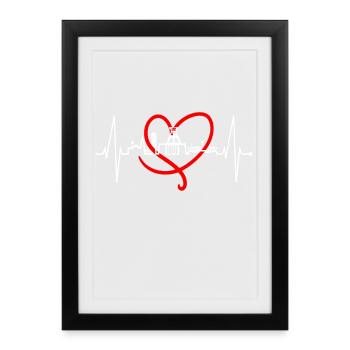 Bochum Heartbeat Bochum Skyline Accueil Ruhrpott - Affiche encadrée (27 × 37 cm) - noir - Devant