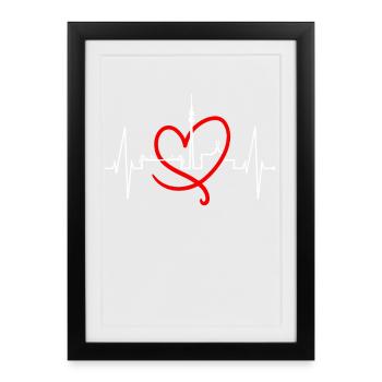 Dortmund Skyline Heartbeat Stadium Fan Dortmunder - Affiche encadrée (27 × 37 cm) - noir - Devant