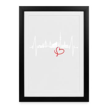Hamburg Skyline Heartbeat Hamburg Dear Fan - Framed poster (27 × 37 cm) - black - Front
