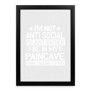 I'm Not Antisocial Paincave Triathlon - Framed poster (27 × 37 cm) - black - Front