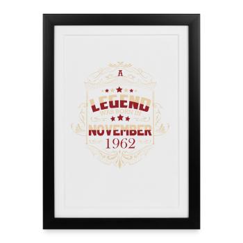 Dictons d’anniversaire novembre 1962 60 ans Homme - Affiche encadrée (27 × 37 cm) - noir - Devant