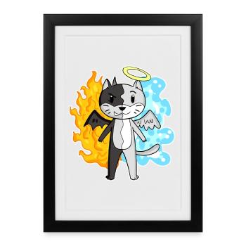 Cat cat breed American Wirehair - Framed poster (27 × 37 cm) - black - Front