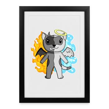 Cat Cat Breed Burma - Angel and Devil - Framed poster (27 × 37 cm) - black - Front