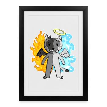 Cat Cat Breed Burma - Angel and Devil - Framed poster (27 × 37 cm) - black - Front