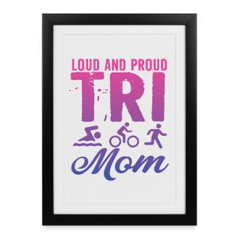 Triathlète Tri Mom bruyante et fière - Affiche encadrée (27 × 37 cm) - noir - Devant