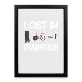 Triathlon triathlète perdu en transition - Affiche encadrée (27 × 37 cm) - noir - Devant