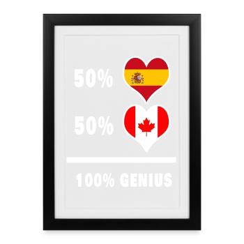 Génie / cadeau du Canada et de l’Espagne - Affiche encadrée (27 × 37 cm) - noir - Devant