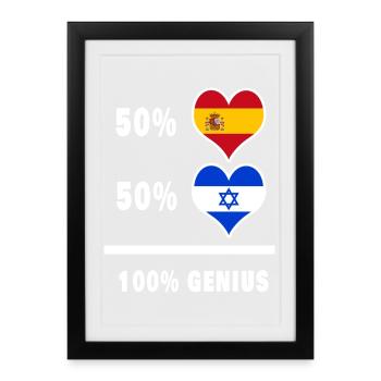 Israël et l’Espagne génie / cadeau - Affiche encadrée (27 × 37 cm) - noir - Devant