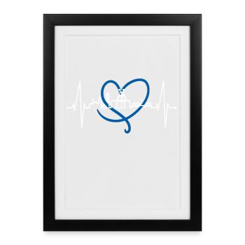Bochum Heartbeat Bochum Skyline Accueil Ruhrpott - Affiche encadrée (27 × 37 cm) - noir - Devant