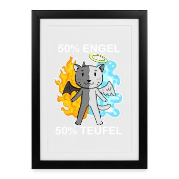 Katze Katzenrasse Britisch Kurzhaar - Gerahmtes Poster (27 × 37 cm) - Schwarz - Vorne