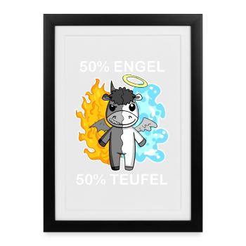 Esel - Engel und Teufel - Gerahmtes Poster (27 × 37 cm) - Schwarz - Vorne
