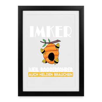 Imker Imkerei Honig Bienen - Gerahmtes Poster (27 × 37 cm) - Schwarz - Vorne