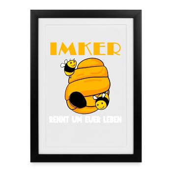 Imker Imkerei Honig Bienen - Gerahmtes Poster (27 × 37 cm) - Schwarz - Vorne
