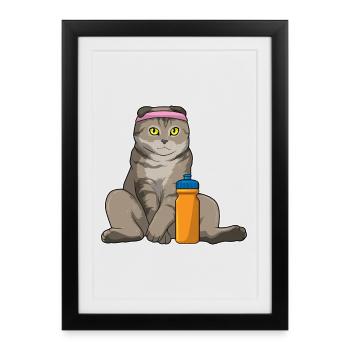 Gymnastique d’entraînement pour chats Fitness - Affiche encadrée (27 × 37 cm) - noir - Devant
