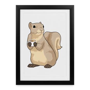 Eichhörnchen Kaffee Tasse - Gerahmtes Poster (27 × 37 cm) - Schwarz - Vorne