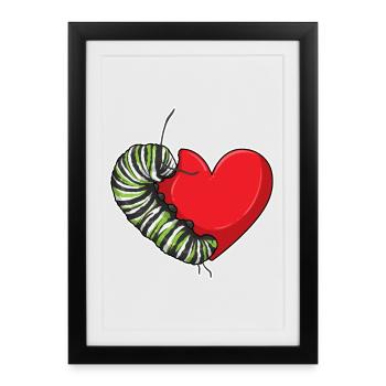 Cœur de chenille - Affiche encadrée (27 × 37 cm) - noir - Devant