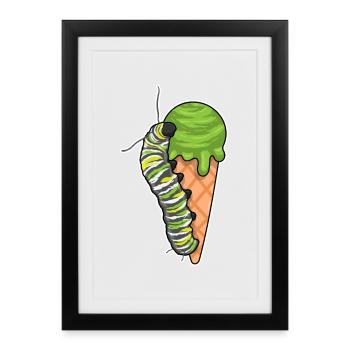 Glace gaufrée Chenille - Affiche encadrée (27 × 37 cm) - noir - Devant