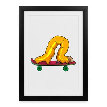 Caterpillar Skater Skateboard - Affiche encadrée (27 × 37 cm) - noir - Devant