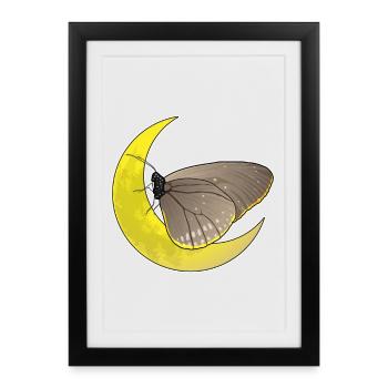 Lune papillon - Affiche encadrée (27 × 37 cm) - noir - Devant