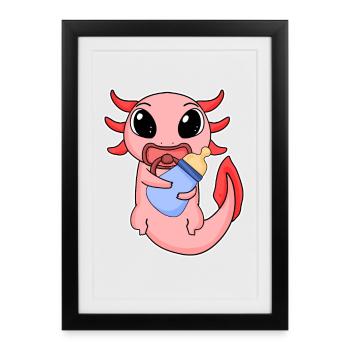 Baby Axolotl - Framed poster (27 × 37 cm) - black - Front