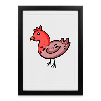 Bande dessinée de poulet - Affiche encadrée (27 × 37 cm) - noir - Devant